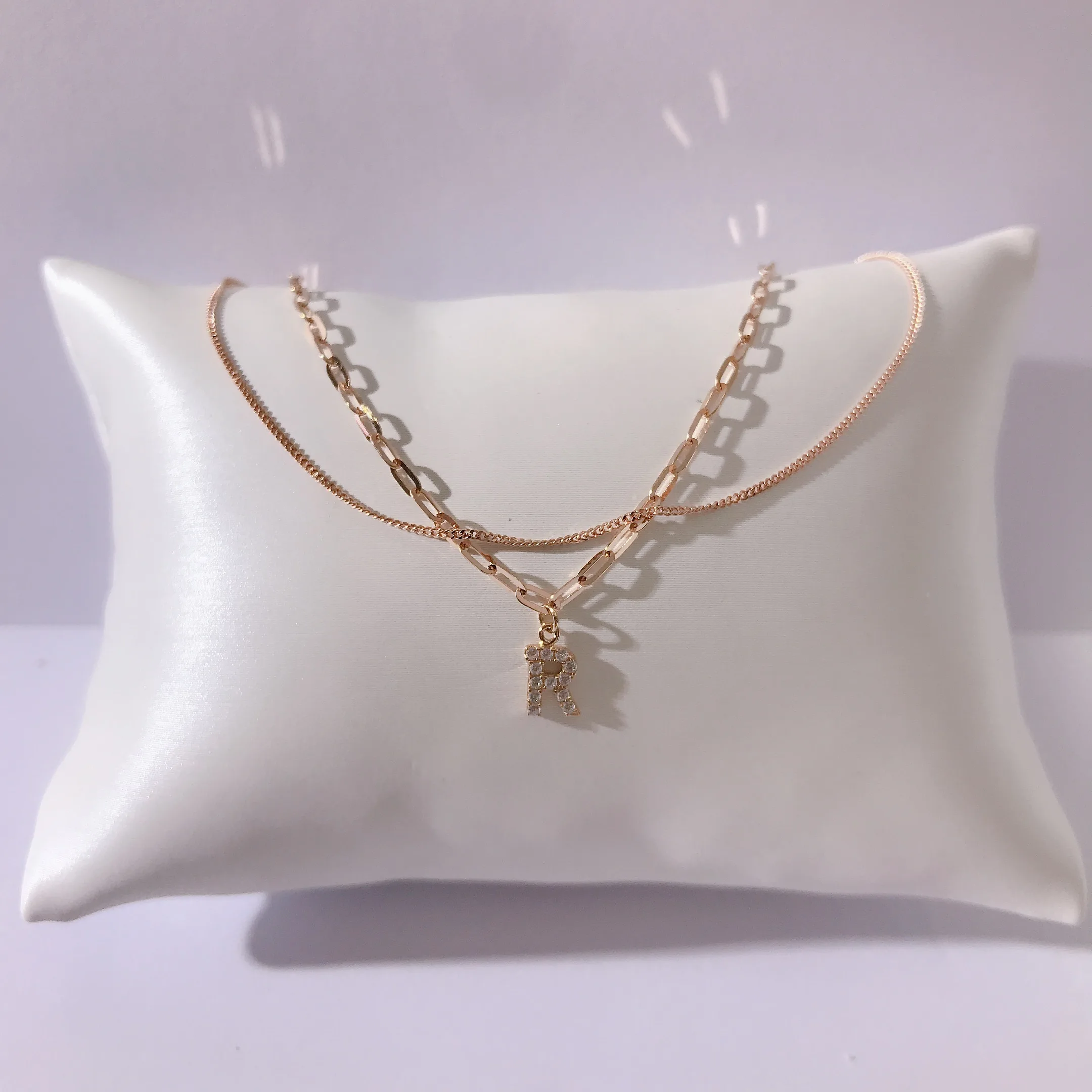 Wholesale Link Anklet Chain Anklet 18k Real Gold R Letter Anklet Jewelry for Women