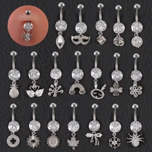 Women's Sexy piercing jewelry CZ zircon pendant belly ring fashion New style Stainless steel piercing jewelry Belly jewelry