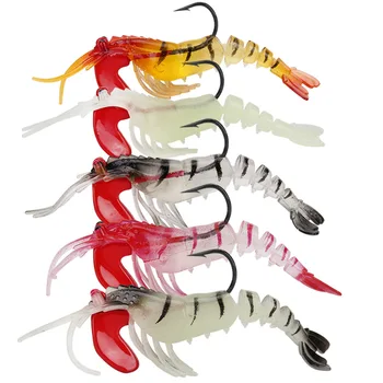 Cheap 5-Section Luminous Shrimp Lure with Jointed Soft Prawn Baits Lead Head Plastic Soft Shrimp Lure – Soft Lure – view 2