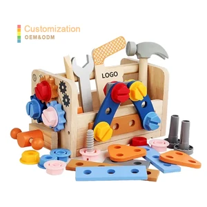 New Simulation Wooden Tools Basket Wooden Montessori Toy Education Hands on Training Screw Nut Disassembly Assembly Tool Stand