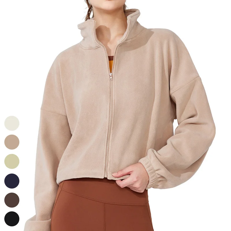 Winter New Polar Fleece Zipper Yoga Jackets Tiktok Hot Keep Warm Casual  Sports Jacket Workout Activewear Jackets for Women