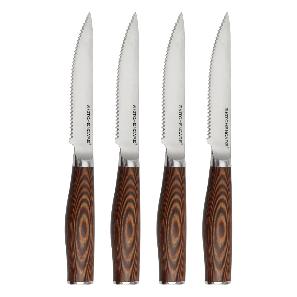 Kitchencare Set Of Steak Knives Custom Wholesale Pakka Wood 4pcs Steak