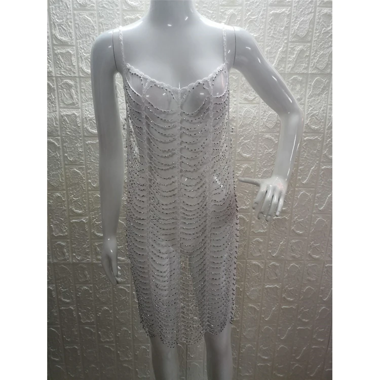 Beach Vacation Sexy Cover Ups Handmade Hooked Hollow Beaded Cover Up