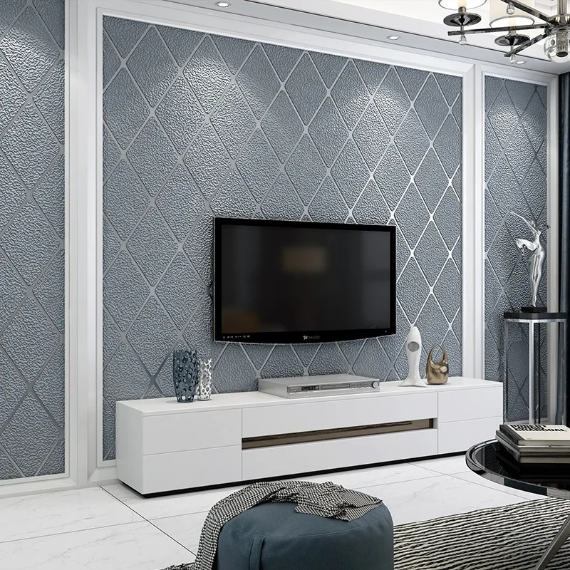 Dark Gray 3d Diamond Square Wallpaper Bedroom Living Room Background Hotel  Modern Simple Deerskin Velvet Relief Wallpaper - Buy 3d Design Wallpaper,Wedding  Room Wallpaper,Modern Wallpaper For Living Room Product on 