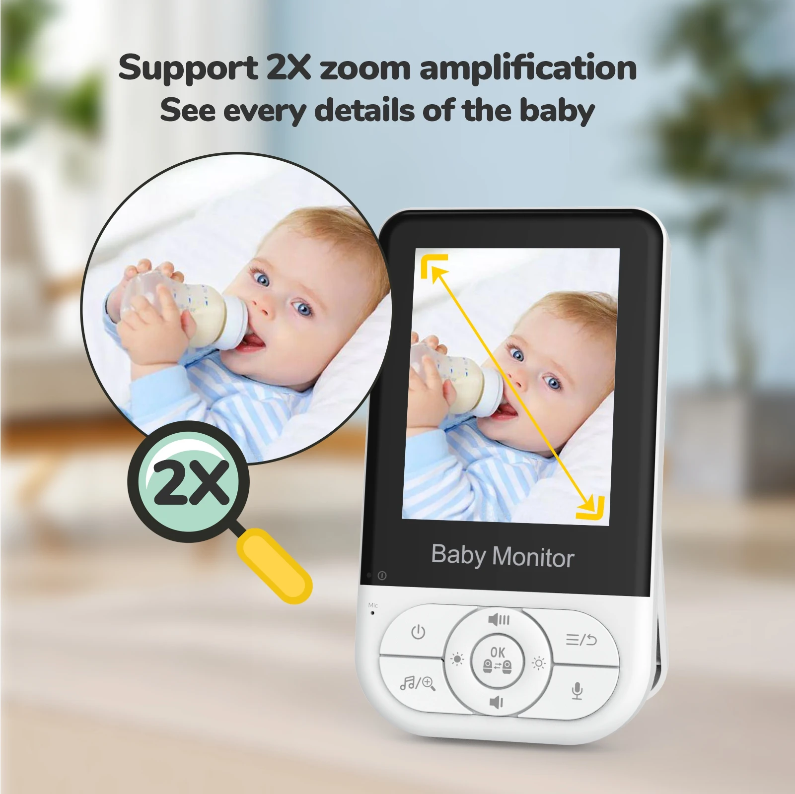 2.8 Inch 4X Zoom Baby Monitor With Camera Babyfoon Crying Alarm Temperature Detection Baby Security Camera Monitoring
