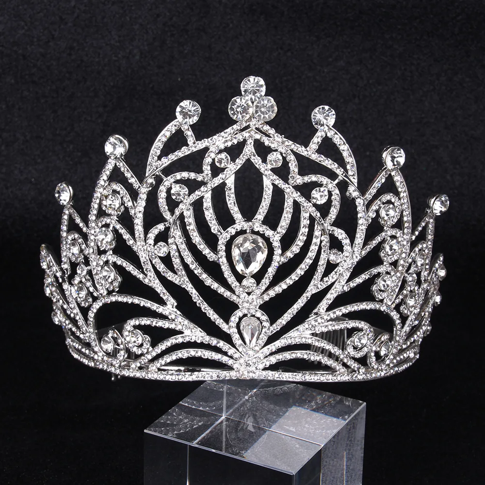 Silver Tall Pageant Tiara Crown With Comb Wholesale Buy Tall Pageant
