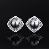 Grey bead stud earrings