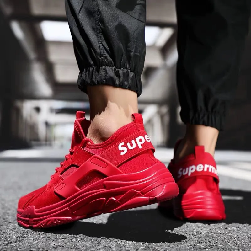 
 Дышащие кроссовки на толстой подошве, спортивные новые корейские мужские модные трендовые сетчатые повседневные туфли, обувь для путешествий  