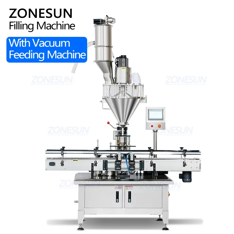 ZONESUN ZS-FM5A Automatic Auger Dry Milk Protein Powder Filler Talc Powder Bottle Filling Machine With Screw Conveyor Feeder