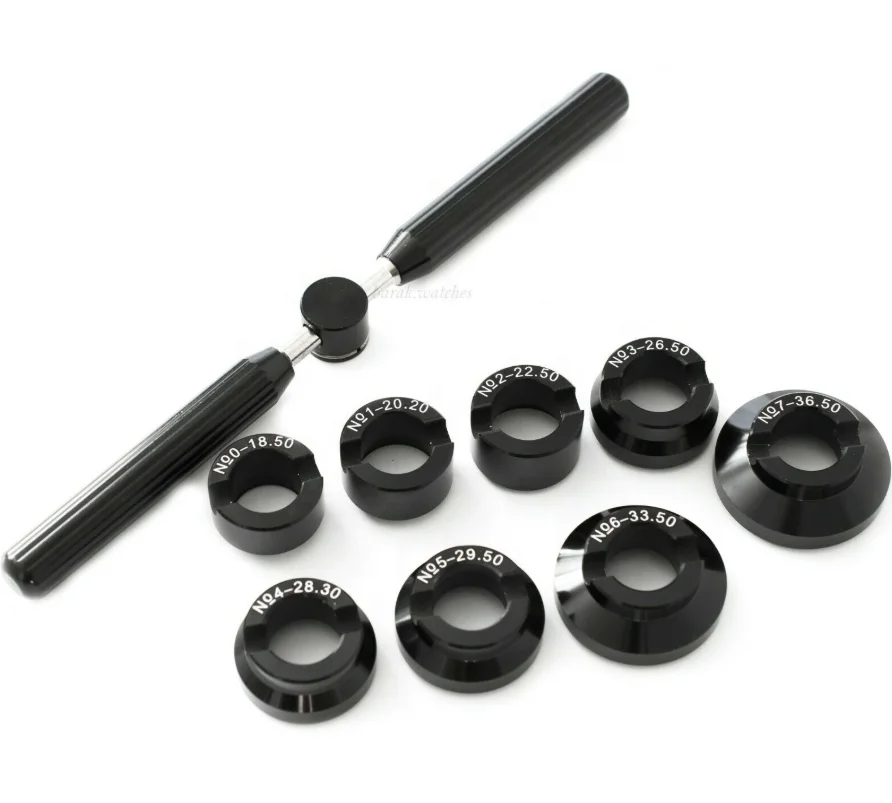 OEM 8pcs Black Wrench Tool Back Case Opener for Watches Repair Tool Kit