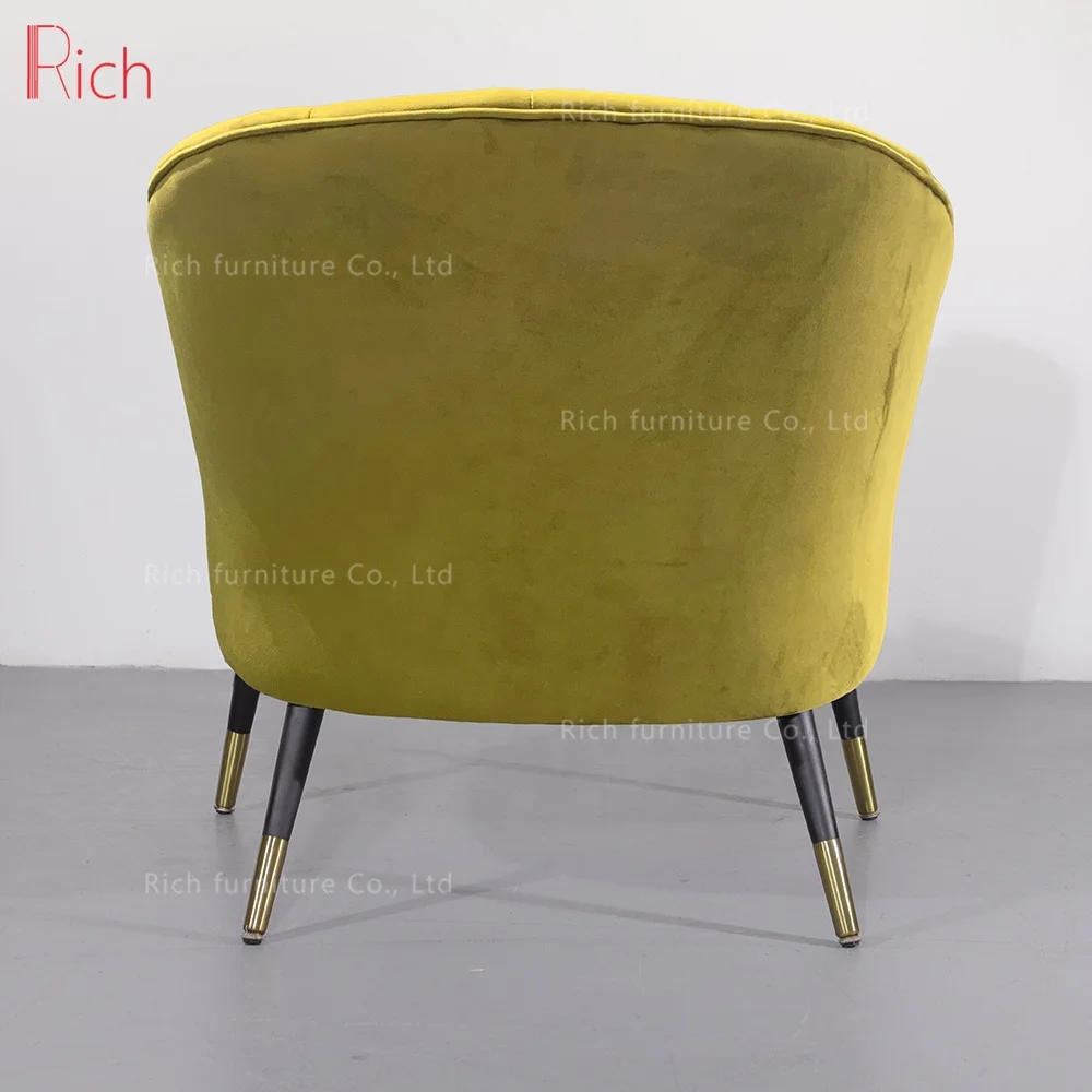 Modern Home Decorative Velvet Fabric Upholstered Curved Back Leisure Arm Chair for Apartment Living Room Hotel Office Event