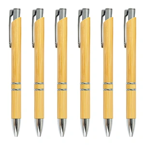 New Bamboo Material Press Ballpoint Pen with Custom LOGO for Business Advertising and Promotional  Gifts