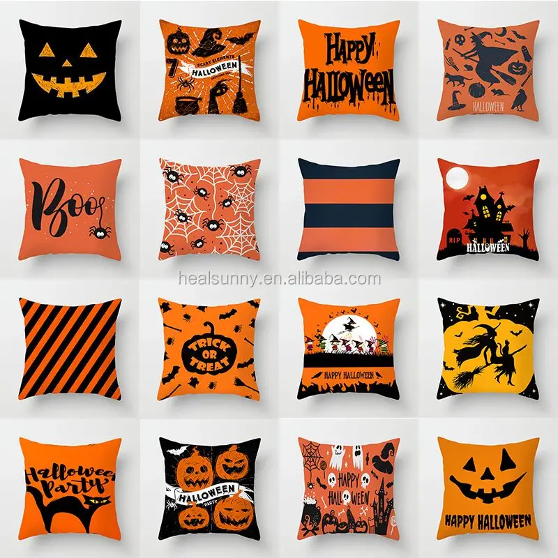 dozenla Halloween Pumpkin English Alphabet Pillowcase Pillow Cover for Home Decor Pillowcases