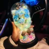 Bleu glacier concassé + couvercle en verre + sac cadeau + carte de vœux à piles