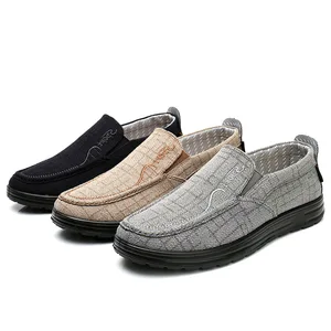 Men's Lightweight Walking Shoes Single-layer Polyurethane Soft-soled Casual Bean Slip-on Head Solid Color Middle-aged