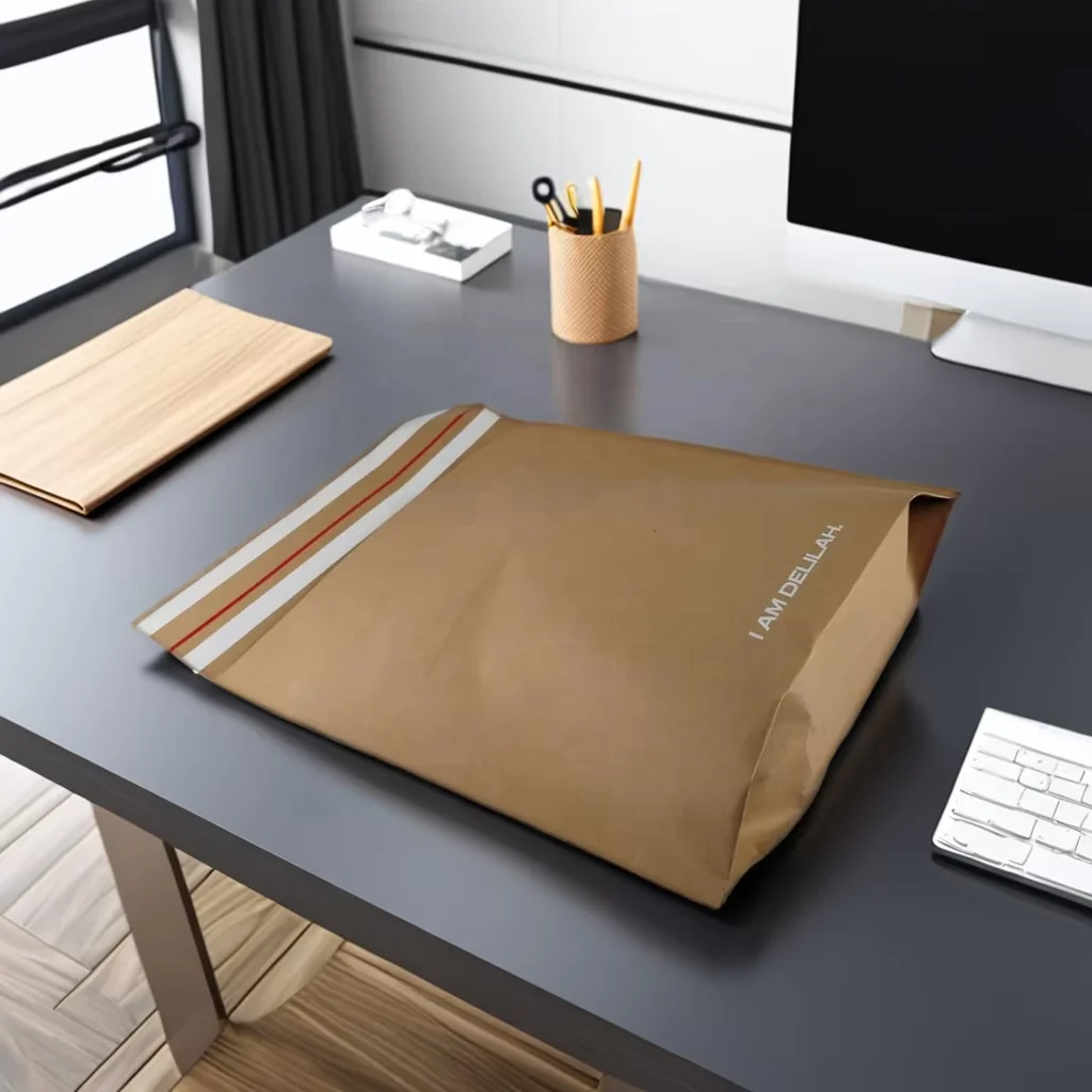 Reusable Custom Eco Friendly Compostable Flexible Brown Kraft Paper Envelopes Mailer Shipping Mailing Bags for Garment Clothing