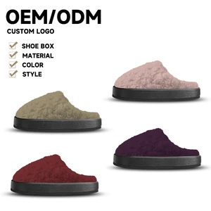 Custom Logo 2026 Wholesale High Quality Autumn Winter Indoor Round Head slippers for Men Chaussures Femme Plush Sneaker slippers