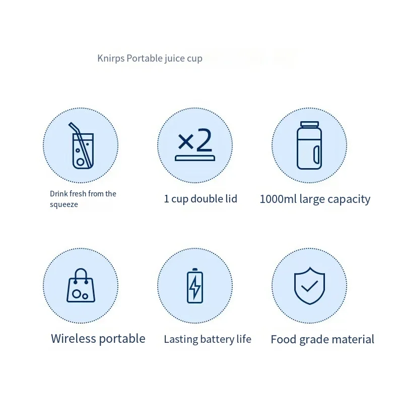High Power Big Capacity 1000ml Personal Portable Juicer Cup 2 In 1