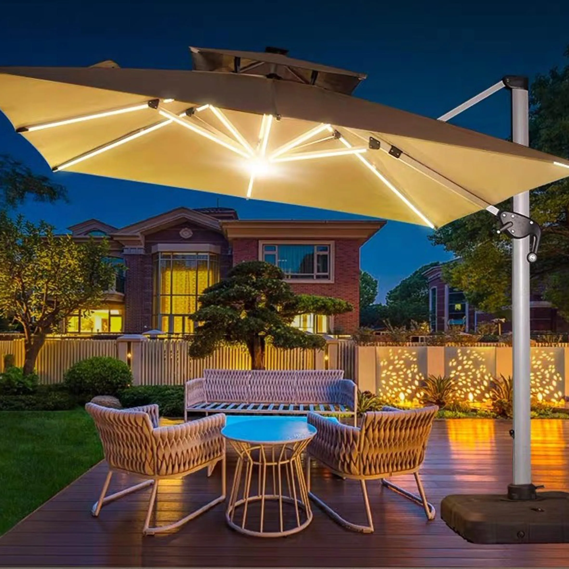 4m Large 13ft Commercial Banana Aluminum Umbrella Parasol Outdoor Roma  Cantilever Umbrella Vintage Patio Umbrellas, image size:2362x2362