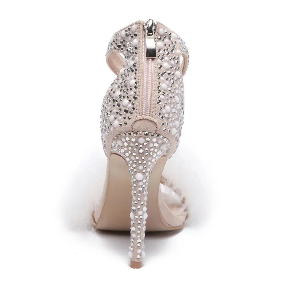 Wholesale 2022 Talon Mariage Luxury Brand Crystal Ankle Strap Feather  Designer Ladies Wedding Shoes for Bride Women From m.