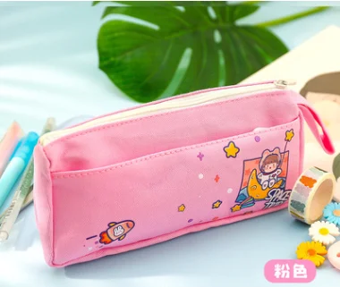 Doraking Canvas Dual Layers Pencil Case - Plaid White Linen Pencil Bag For Students, Artists, Office (Large Capacity) - View #13