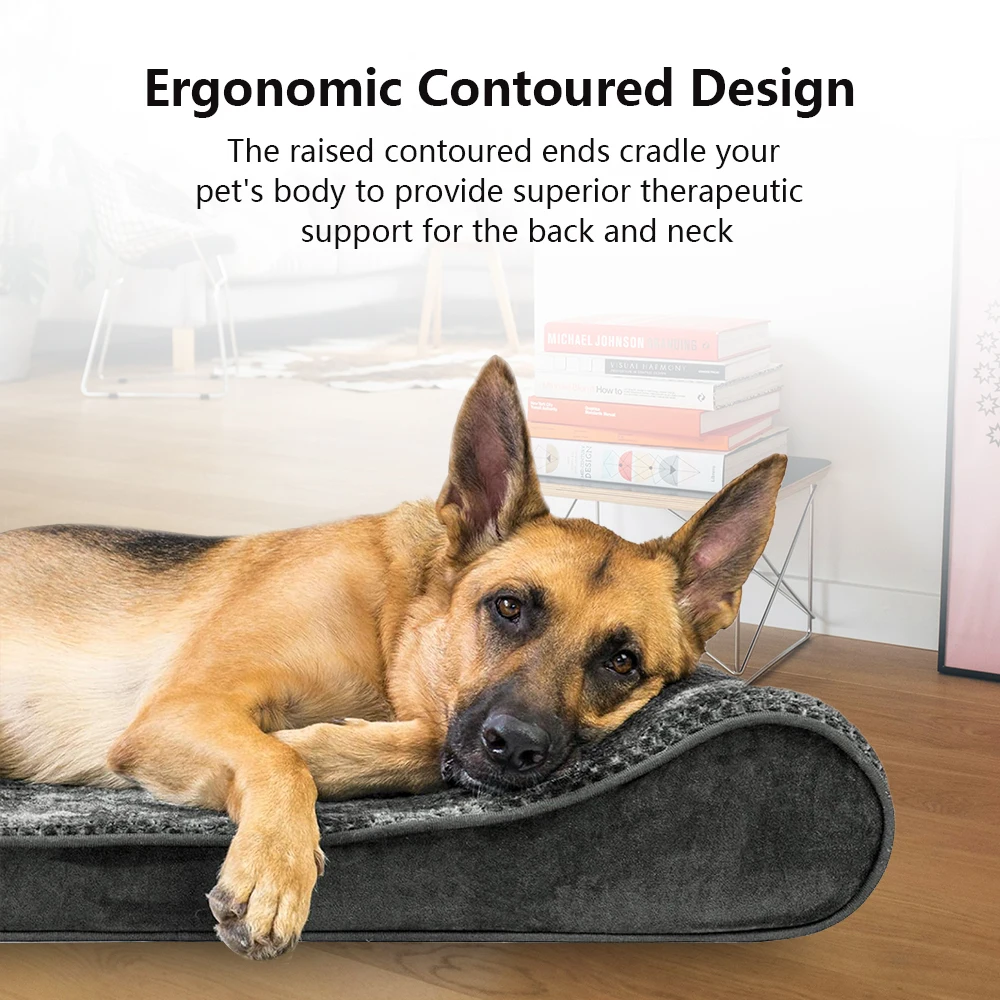 Customized Waterproof Removable Washable Cover  Orthopedic Dog Bed for Large Dogs Ultra Plush Faux Fur Pet Bed Washable Dog Bed