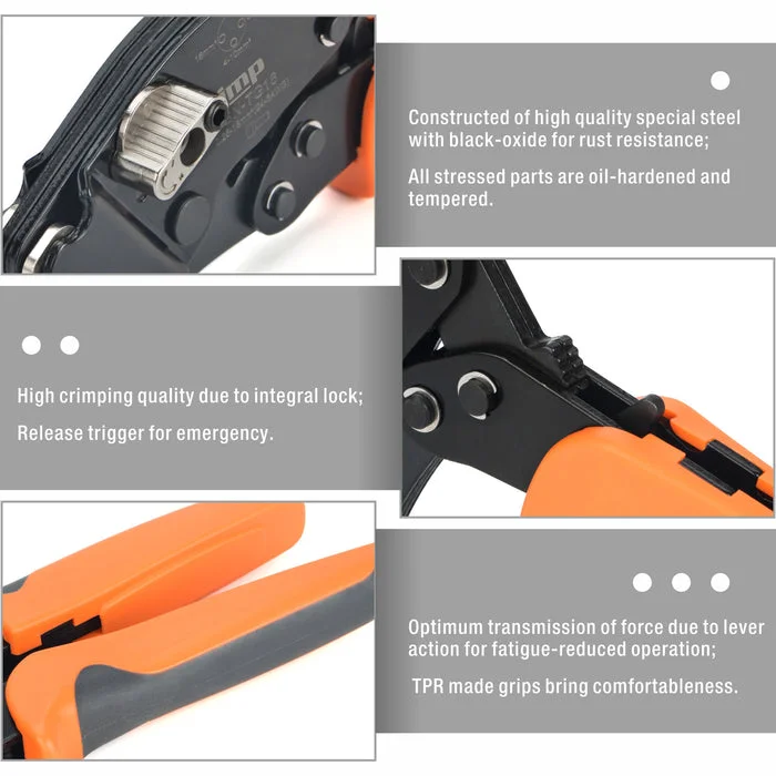 SN-TG16 Square Ratchet Crimper for End Sleeves and Ferrules 0.25-16mm2 AWG 24-6