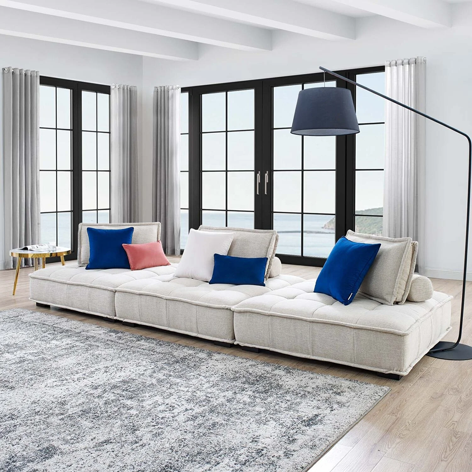 Modern Linen Luxury Convertible Modular Sectional Couch Sectional Sofa for Living Room Sofa Set