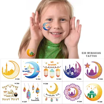10 Pcs/Set Ramadan Kareem Eid Mubarak Theme Temporary Tattoo Stickers For Kids Party Favor Gift