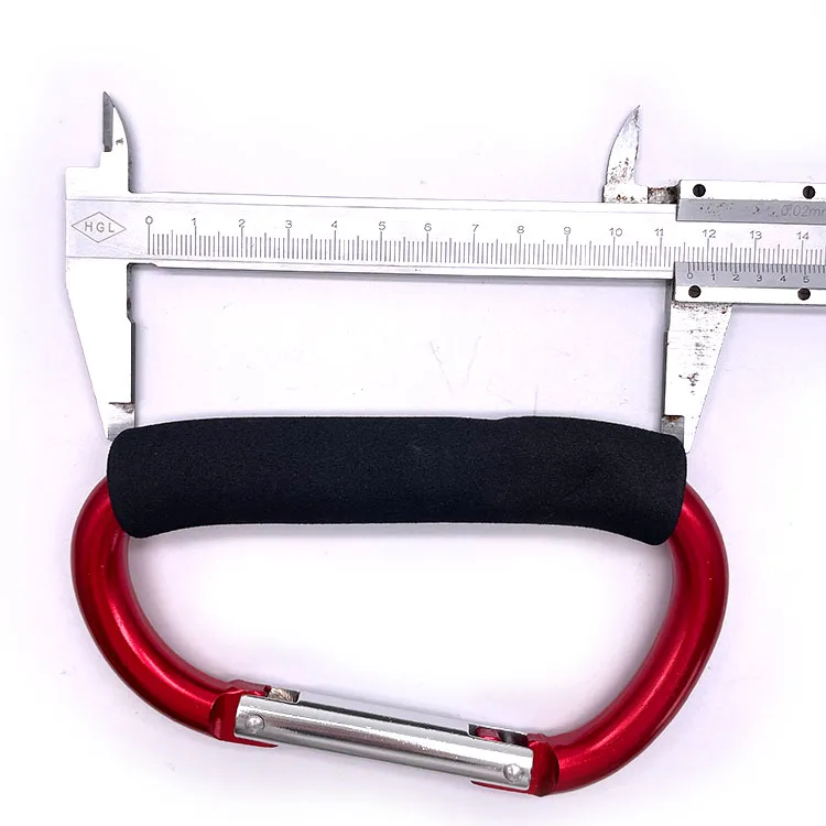 BT-007 Aluminum 6061Sponge Liberate Moms Hands 14cm Big D Shape Carabiner Large Baby Stroller Hook