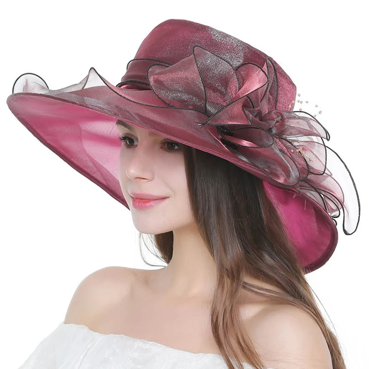 Factory Custom Make Large Samoan Dressy Fascinators Organza Church Hat Colorful Elegant Fancy Women Derby Formal Hat