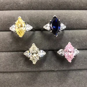 Hip Hop Luxury Jewelry Style Horse Eye Gemstone Inlay Design Silver 925 Iced Out Ring for Women