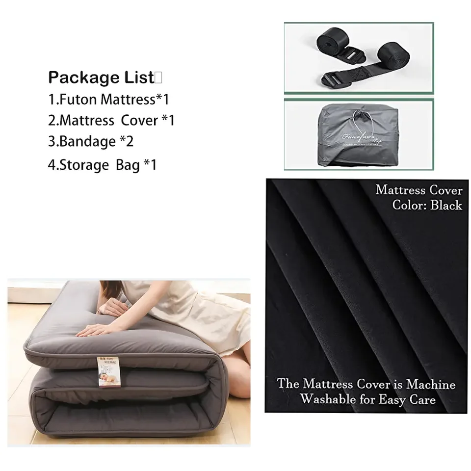Futon Mattress,Floor Folding Roll Up Tatami Mat,Memory Foam And Down Alternative,Easy To Store