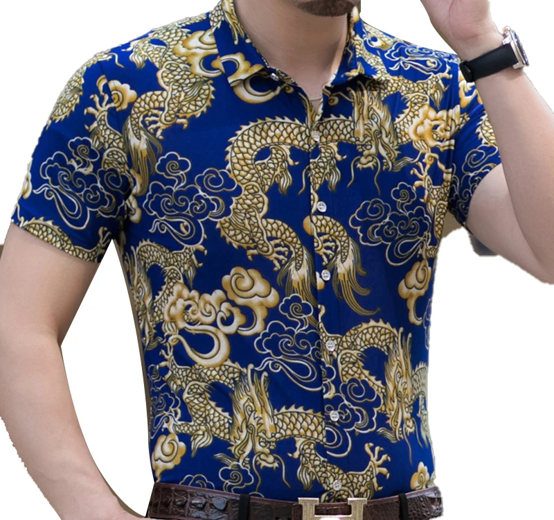 OEM/ODM Royal Casual Shirt High Quality Short Sleeve Digital Printed Men's big size Shir custom plus size casual323_voghion.com