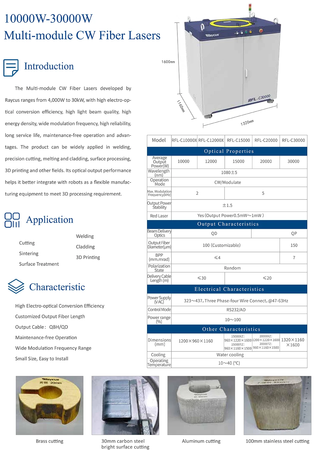 raycus 500W 750W 1000W 1500W 2000W 3000W 4000W 6000W 8000W 10000W 12000W 15000W 20000W fiber laser source