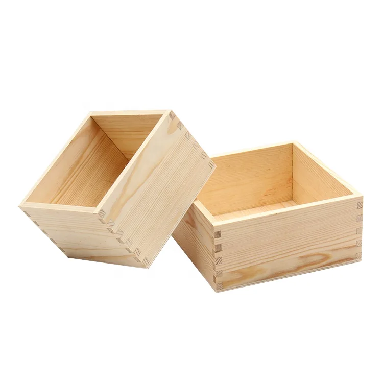 Wood Products Manufacturing Customized Handmade Cheap Unfinished Wooden Box Small Wood Box for DIY Home Storage