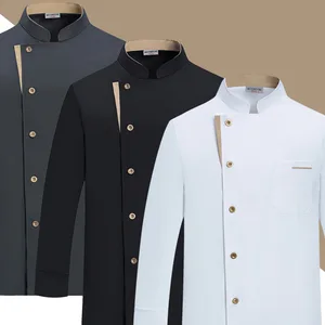 Unisex Classic Chef Workwear for Fall Winter New Elastic Kitchen Workwear Long Short Sleeves Woven Twill for Restaurant Baking