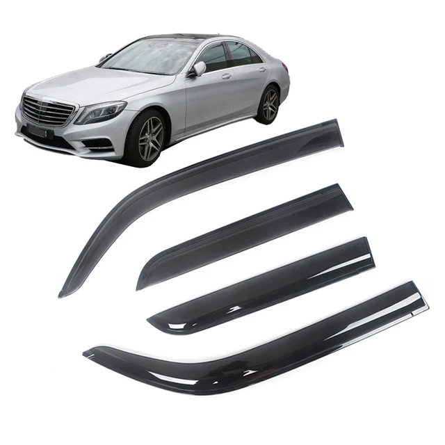 For Mercedes-Benz S-Class W140 W220 W221 W222 Auto Black Tinted Car Side Window Visor Guard Vent Awnings Shelter Rain Guard