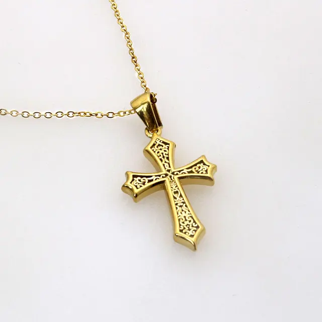 Waterproof fashion unisex 18k gold jewelry necklace stainless steel necklace gold jewelry cross pendant necklace jewelry