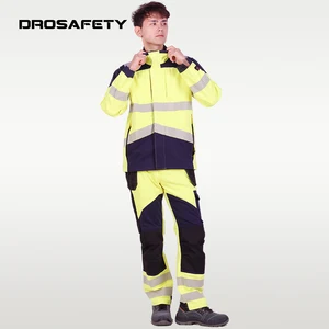 Comfortable Industrial Work Suits Jacket Pants Flame Retardant Hivis Work Clothes Two Piece Sets