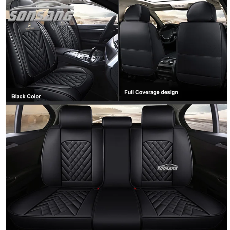Full Set 5-Seat PU Leather Seat Covers For Toyota - Universal Fit, 3D Surround, Easy Install