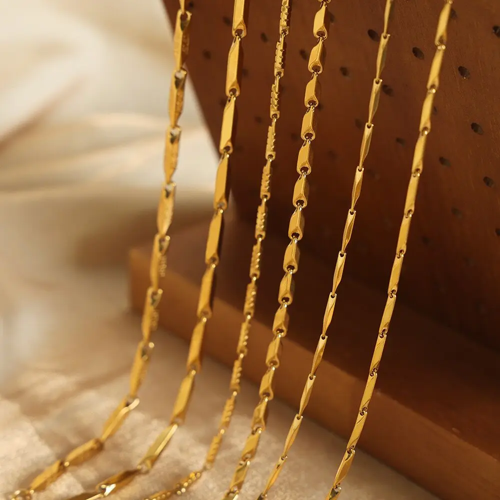 2024 New Arrival Two Tone Gold Chain 18k Gold Plated Stainless Steel Non Tarnish Melon Seeds Handmade Fashion Jewelry Necklaces