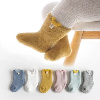 Winter High Quality Terry Thickened Warm Cute Cartoon Bear Pure Cotton Baby Socks