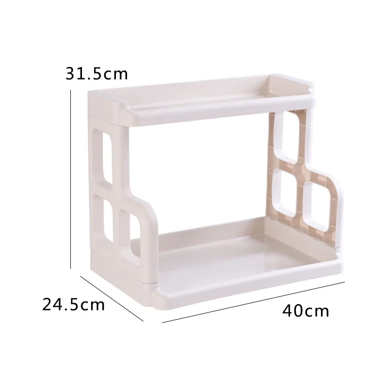 Kitchen Condiments Pp Storage Rack Multifunctional Table Top Storage Rack Double Layer Kitchen