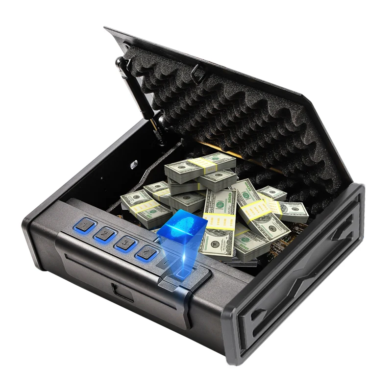 Gun Box Safe Fingerprint Password Key Push-pull Lever Anti-theft Mute Safe Gun Safe