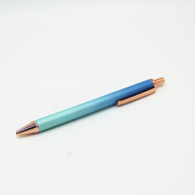 0.5mm Signature round Pen Business Simple Metal Spray Gradient Blue Color Ball Pen Office Giveaways Promotion