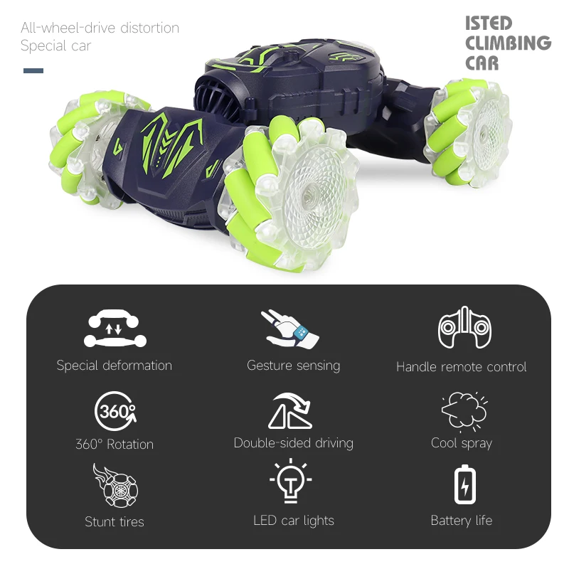 Kids Radio Control Electric Distortion Rc Car Off-road Vehicle 360 Rotation Flip Racing Car With Light Music Rc Stunt Car Toys