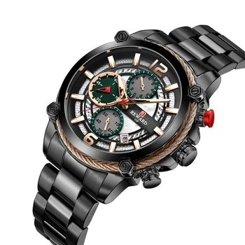 REWARD Best Chronograph Quartz Watch for Men Stainless Steel bar  Waterproof Fashion Design Luxury Mens Watch Reloj Masculino