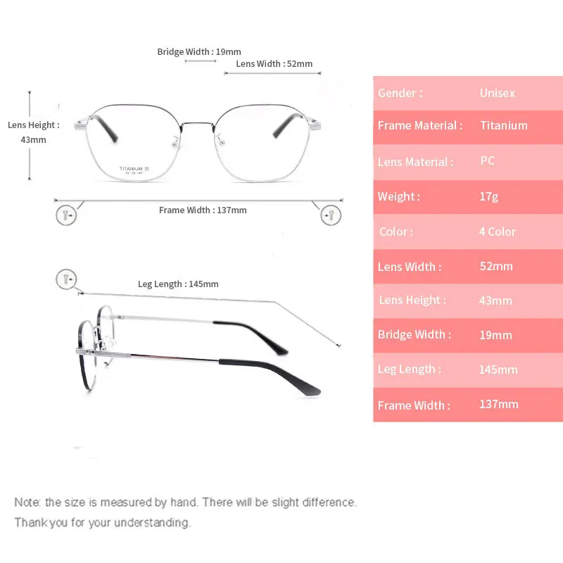 2024 Latest Design Popular Full Frame Titanium Eyeglasses Good Quality Optical Frames for Men Women Classic Style Circle Style