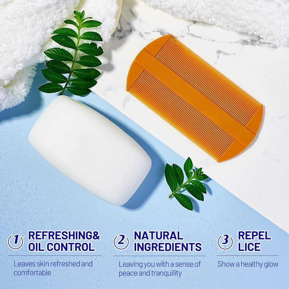 Peppermint & Lemon Extract Refreshing Oil Control Repel Lice Relieve Itching Lice Repellent Soap for Lice Remover Treatment